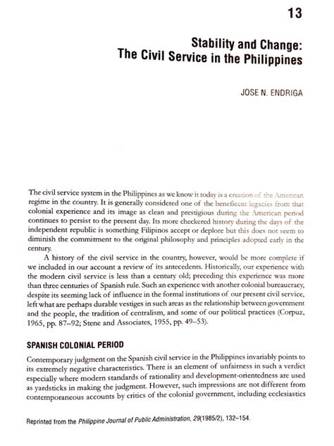 REFORMS IN THE CIVIL SERVICE THE PHILIPPINE EXPERIENCE By .